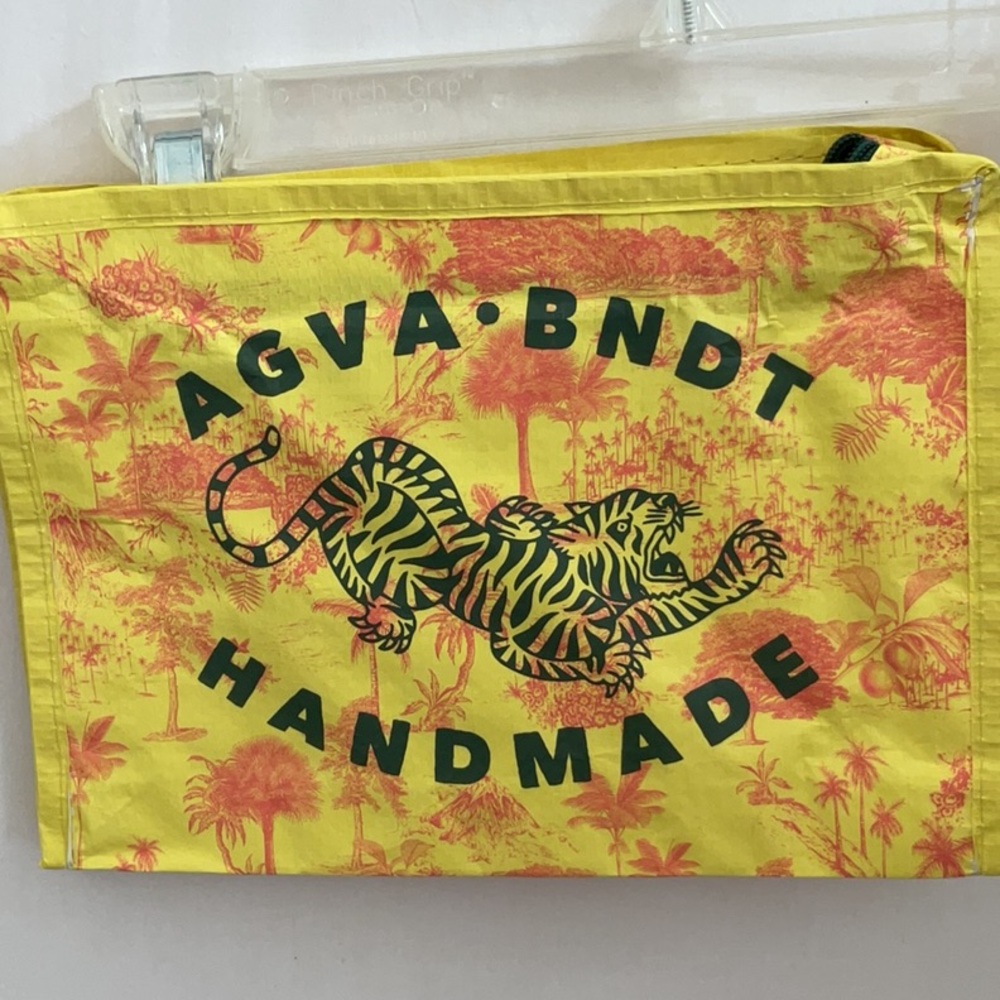 Agua Bendita Yellow Travel Bag with Tiger Design